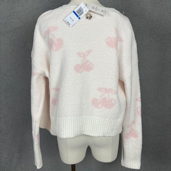 Hippie Rose Juniors XL Pink & White Cream Cherry Print Sweater & Cardigan NWT's. - Picture 5 of 8